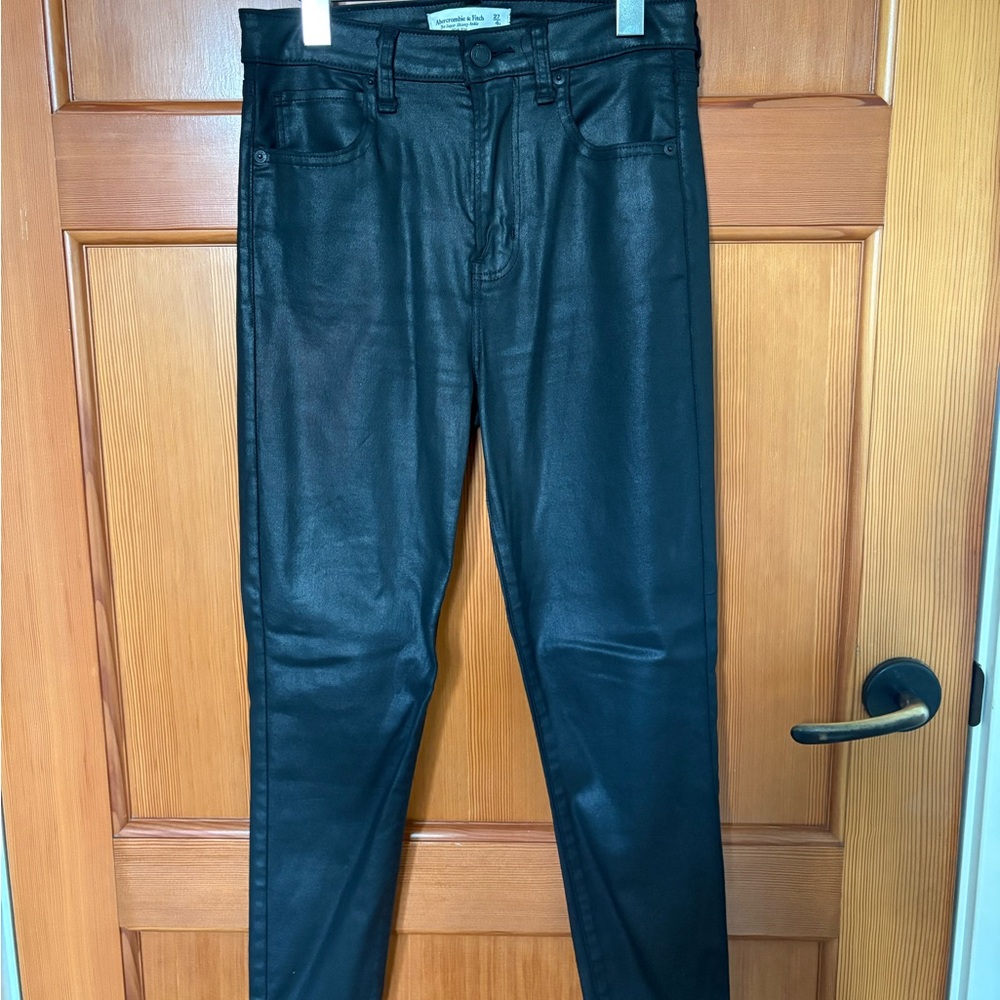 Abercrombie & Fitch Dark Coated Leather Jeans
